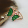 Type A Green Burmese Icy Butterfly Jade Jadeite ring in 18k rose gold & natural diamonds 1.87 g  Ring Size: US 6.5 - Huangs Jadeite and Jewelry Pte Ltd