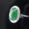 Type A Green Burmese jadeite ring in 18k white gold & natural diamonds - 3.58g size US6 - Huangs Jadeite and Jewelry Pte Ltd