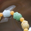 Type A Burmese Multi colour Pig Jade Jadeite Beads Bracelet 52.18g Dimensions per Pig: L17.8 W13.2 D10.5mm - Huangs Jadeite and Jewelry Pte Ltd