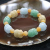 Type A Burmese Multi colour Pig Jade Jadeite Beads Bracelet 52.18g Dimensions per Pig: L17.8 W13.2 D10.5mm - Huangs Jadeite and Jewelry Pte Ltd