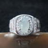 Icy Type A Burmese Jade Jadeite Ring set in 925 Sliver and Zircon - 6.4g - Huangs Jadeite and Jewelry Pte Ltd