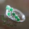 Type A Green Burmese jadeite Tiara ring in 18k white gold & natural diamonds - Huangs Jadeite and Jewelry Pte Ltd