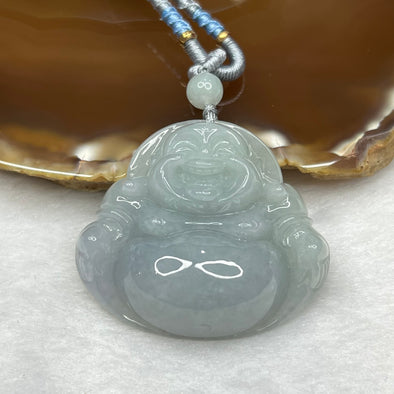 Semi ICY Type A Green Jadeite Milo Buddha 26.99g 37.4 by 42.6 by 11.7mm - Huangs Jadeite and Jewelry Pte Ltd