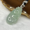Type A Semi Icy Green Ruyi Pendant with 18k White Gold Clasp 14.46g 46.6 by 23.8 by 6.3 mm - Huangs Jadeite and Jewelry Pte Ltd