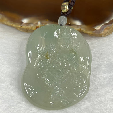 Grand Master Type A Green Guan Yin Pendant 32.05g 50.0 by 38.0 by 6.0 mm - Huangs Jadeite and Jewelry Pte Ltd