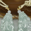 Type A Semi Icy Sky Blue Pair of Pixiu Pendants 59.76g 31.90g 47.2 by 22.4 by 13.6 Each - Huangs Jadeite and Jewelry Pte Ltd