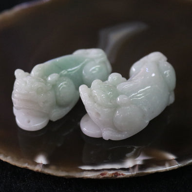 Pair of Type A Burmese Jade Jadeite Pixiu - 88.82g - Huangs Jadeite and Jewelry Pte Ltd