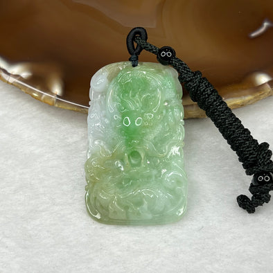 Type A Apple Green Dragon Jade Jadeite Pendant 25.9g 50.7 by 30.8 by 10mm - Huangs Jadeite and Jewelry Pte Ltd
