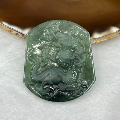 Type A Green Dragon Jade Jadeite Pendant 32.9g 55.5 by 47.9 by 7.0mm - Huangs Jadeite and Jewelry Pte Ltd