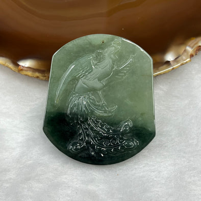 Type A Green Jade Jadeite Phoenix Pendant 31.03g 51.1 by 44.0 by 7.0 mm - Huangs Jadeite and Jewelry Pte Ltd