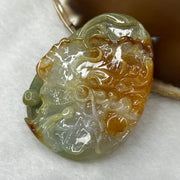 Type A Red and Green Jade Jadeite Dragon Pendant 53.28g 65.2 by 50.6 by 9.9 mm - Huangs Jadeite and Jewelry Pte Ltd
