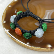Type A Green and Red Jade Jadeite Flower Bracelet 14.34g 12.2 by 12.2 by 4.1 mm - Huangs Jadeite and Jewelry Pte Ltd