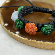 Type A Green and Red Jade Jadeite Flower Bracelet 14.34g 12.2 by 12.2 by 4.1 mm - Huangs Jadeite and Jewelry Pte Ltd