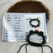 Type A Green and Red Jade Jadeite Flower Bracelet 14.34g 12.2 by 12.2 by 4.1 mm - Huangs Jadeite and Jewelry Pte Ltd