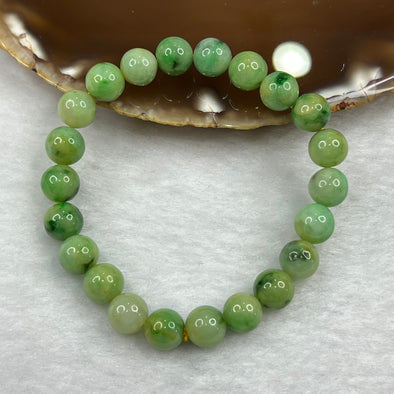 Type A Green Jade Jadeite Beads Bracelet 23.10g 8.6mm/bead 22 Beads - Huangs Jadeite and Jewelry Pte Ltd