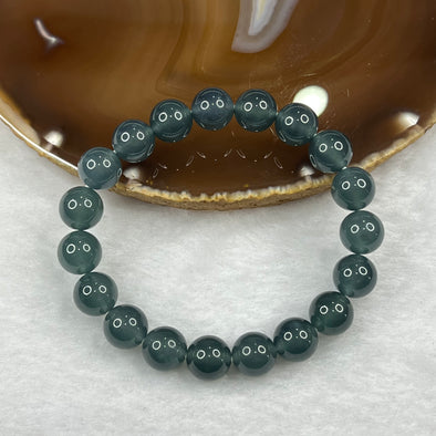 Type A Blueish Green Jade Jadeite Bracelet 33.12g 10.1mm/bead 19 beads - Huangs Jadeite and Jewelry Pte Ltd