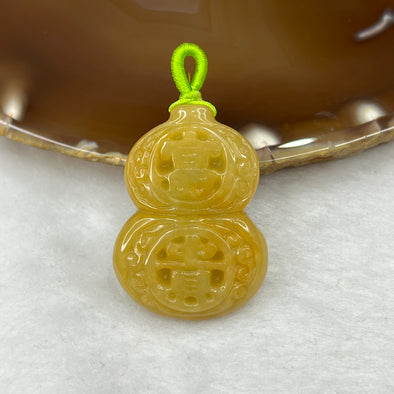 Type A Yellow Fu Gui Ji Xiang Jade Jadeite Pendant 18.74g 36.4 by 26.4 by 10.6 mm - Huangs Jadeite and Jewelry Pte Ltd