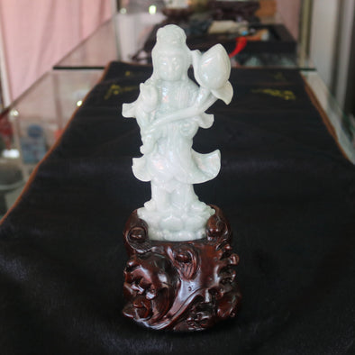 Type A Burmese Jade Jadeite Feng Shui Guan Yin Display 299.06 g 163.0 by 78.0 by 22.0 mm - Huangs Jadeite and Jewelry Pte Ltd