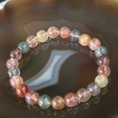 Natural Mixed Rutilated Quartz 彩发晶 Beads Bracelet - 20.77g 8.6mm/bead 23 beads - Huangs Jadeite and Jewelry Pte Ltd