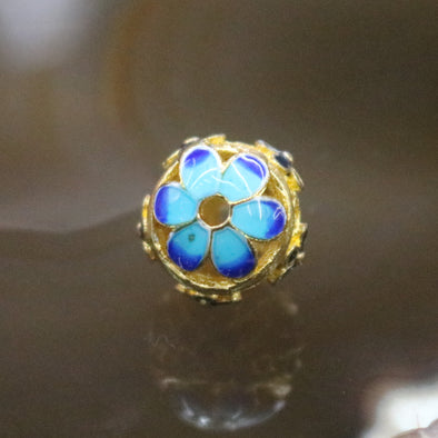 Gold Plated Copper Blue Flower Charm - Huangs Jadeite and Jewelry Pte Ltd