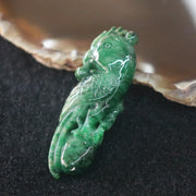 Type A Burmese Jade Jadeite Parrot Pendant with NGI cert - 13.13g L49.8 W18.0 D8.8mm - Huangs Jadeite and Jewelry Pte Ltd