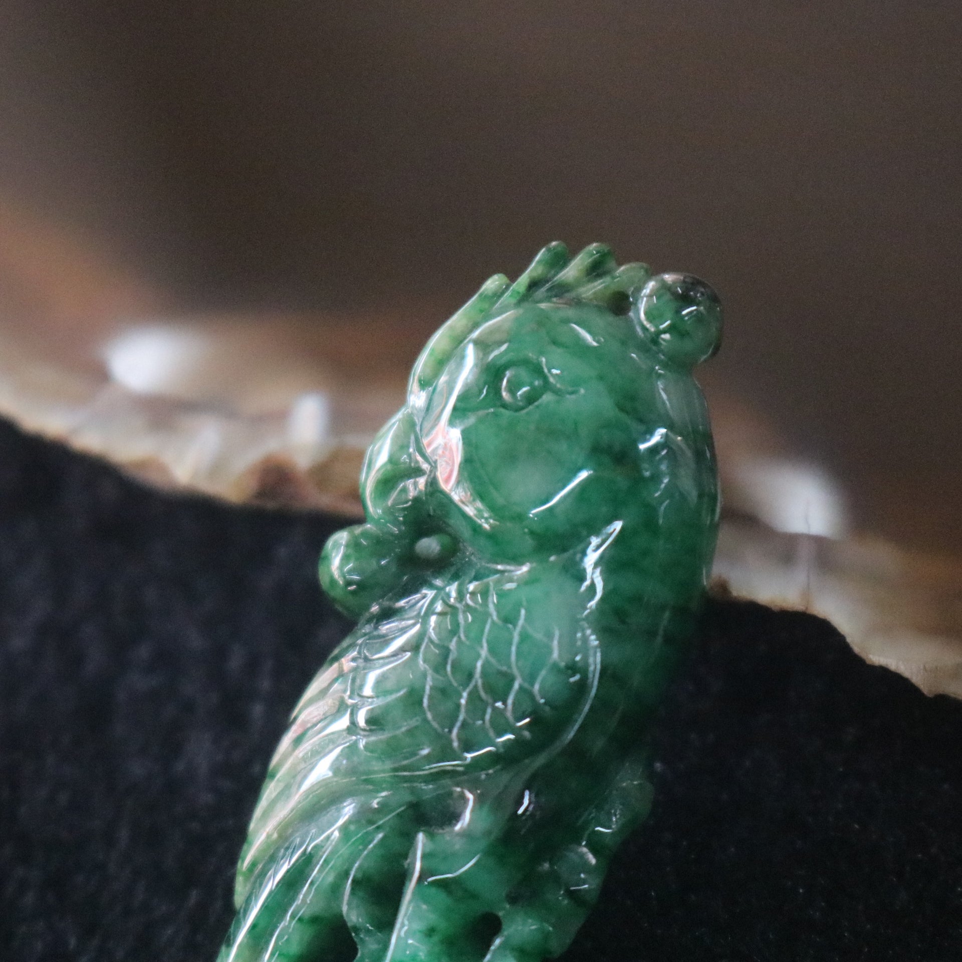 Type A Burmese Jade Jadeite Parrot Pendant with NGI cert - 13.13g L49.8 W18.0 D8.8mm - Huangs Jadeite and Jewelry Pte Ltd