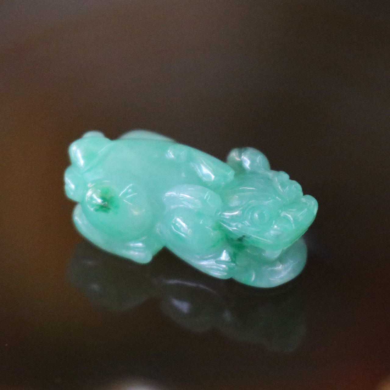Icy Type A Burmese Jade Jadeite Pixiu - 3.66g L21.9 W11.2 D8.2mm - Huangs Jadeite and Jewelry Pte Ltd