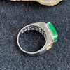 Type A Burmese Jade Jadeite 18k White Gold & Diamonds Ring - 7.27g US9 HK20 - Huangs Jadeite and Jewelry Pte Ltd