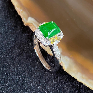 Type A Burmese Jade Jadeite 18k White Gold & Diamonds - 2.79g US6.5 HK14 - Huangs Jadeite and Jewelry Pte Ltd