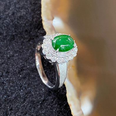 Type A Burmese Jade Jadeite 18K White Gold & Diamonds - 3.91g US6.5 HK14 - Huangs Jadeite and Jewelry Pte Ltd