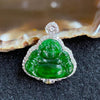 Type A Burmese Jade Jadeite 18k White Gold & Diamonds Milo Buddha - 4.78g 27.0 by 23.5 by 7.7mm - Huangs Jadeite and Jewelry Pte Ltd