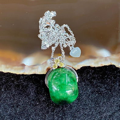 Type A Burmese Jade Jadeite Barrel Lu Lu Tong 18k White Gold - 7.10g 20.2 by 13.5 by 15.4mm - Huangs Jadeite and Jewelry Pte Ltd