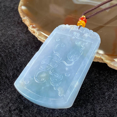 ICY Type A Burmese Jade Jadeite Lavender Bat, Coins & Bamboo Pendant - 34.94g 61.9 by 37.3 by 7.0mm - Huangs Jadeite and Jewelry Pte Ltd