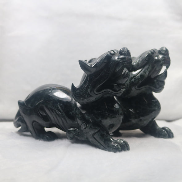 Black Jadeite Jade Pi Xiu Tian Lu Display Pair for Wealth & Protection - Huangs Jadeite and Jewelry Pte Ltd