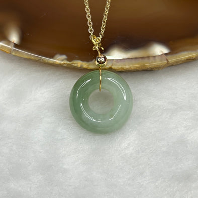 Type A Green Jade Jadeite Ping An Kou Pendant with 14K Gold Filled - 6.99g 19.6 by 19.6 by 7.6 mm - Huangs Jadeite and Jewelry Pte Ltd