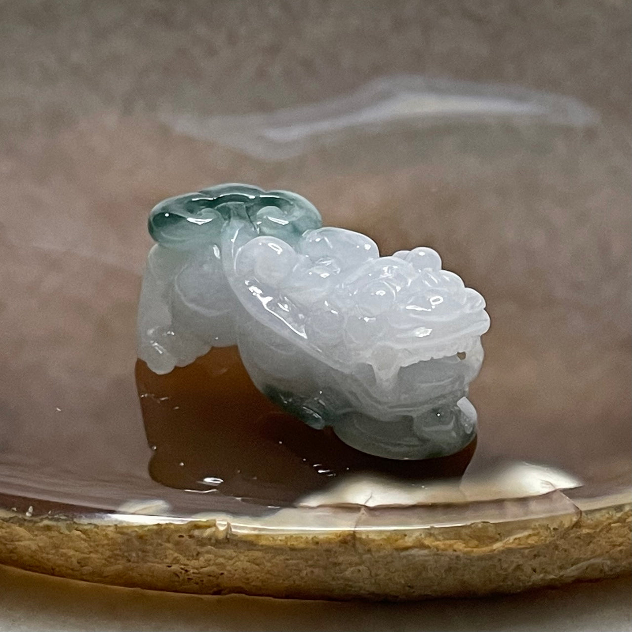 Type A Faint Green with Green Piao Hua Jade Jadeite Pixiu Charm - 13.67g 32.2 by 16.7 by 14.4mm - Huangs Jadeite and Jewelry Pte Ltd