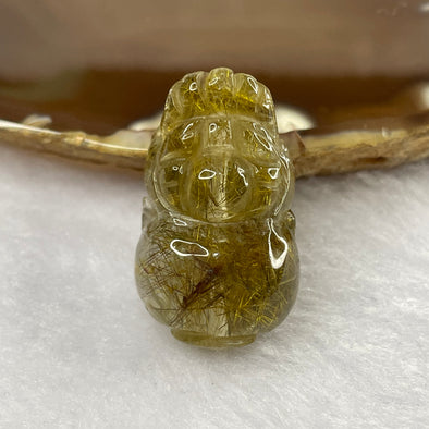 Natural Golden Rutilated Quartz Pixiu Charm for Wealth and Protection - 12.89g 31.0 by 19.2 by 13.4mm - Huangs Jadeite and Jewelry Pte Ltd