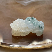 Type A Faint Green & Yellow Piao Hua with Brownish Yellow Spots Jade Jadeite Pixiu & Ruyi Charm - 14.16g 34.6 by 15.8 by 13.8mm - Huangs Jadeite and Jewelry Pte Ltd