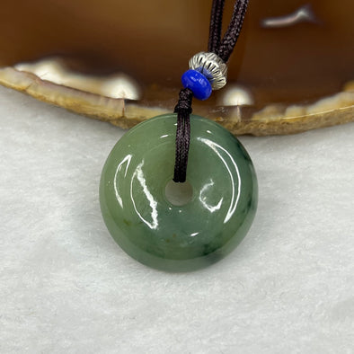Type A Green Piao Hua Jade Jadeite Ping An Kou Pendant - 12.60g 26.5 by 26.5 by 7.5 mm - Huangs Jadeite and Jewelry Pte Ltd