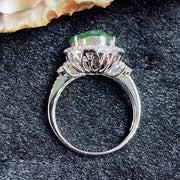 Type A Burmese Jade Jadeite Pixiu Head 18k white gold & diamonds - 4.17g pixiu head 9.0 by 11.0 by 2.0mm inner diameter 17.4mm US7 HK15 - Huangs Jadeite and Jewelry Pte Ltd