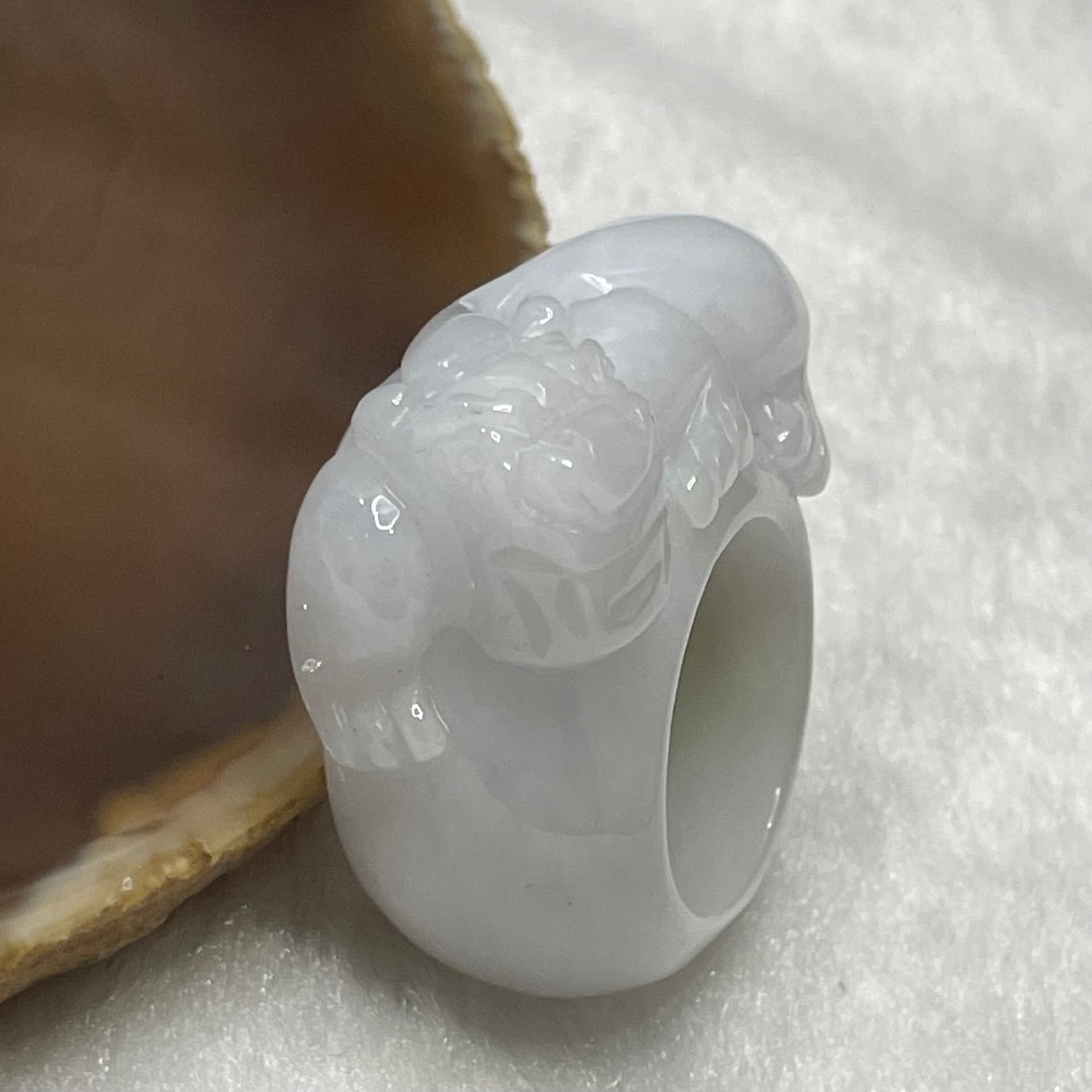 Type A Faint Lavender Jade Jadeite Pixiu - 29.05g US 10 HK 22 Inner Diameter 20.1mm Thickness 17.3 by 11.3mm - Huangs Jadeite and Jewelry Pte Ltd