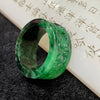 Type A Burmese Old Mine Green Om Mani PadMe Hum Jade Jadeite Ring - 11.31g US13.5 HK30 Inner Diameter 23.3mm - Huangs Jadeite and Jewelry Pte Ltd
