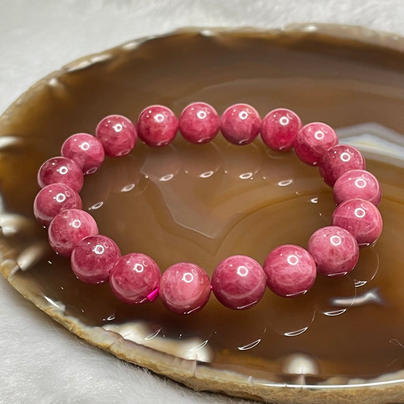 Natural Rhodonite Crystal Bracelet 44.12g 10.7mm/bead 19 beads - Huangs Jadeite and Jewelry Pte Ltd