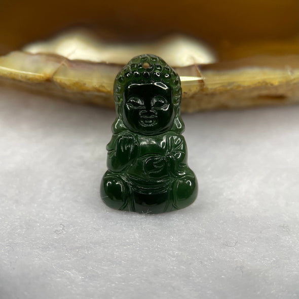 HIGH QUALITY Type A Icy Green Omphacite Jade Jadeite Buddha Pendant 0.99g 19.0 by 11.7 by 2.6mm - Huangs Jadeite and Jewelry Pte Ltd