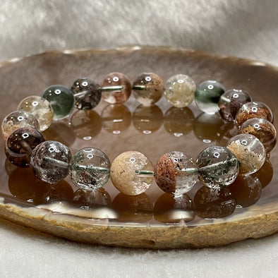Natural Four Season Phantom Quartz 四季彩幽灵 Bracelet 45.59g 12.4mm/bead 18 beads - Huangs Jadeite and Jewelry Pte Ltd