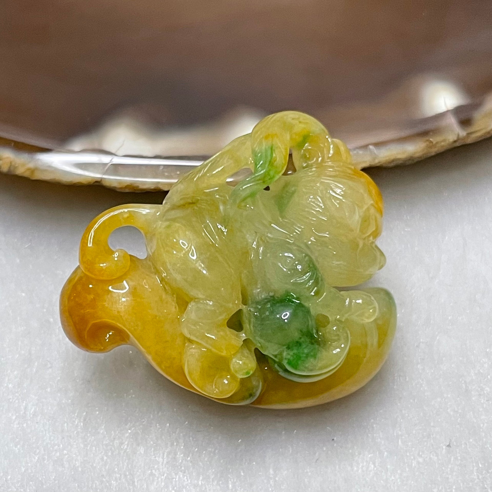Type A Green & Yellow Jade Jadeite Sun Wu Kong - 18.30g 29.7 by 33.2 by 21.1mm - Huangs Jadeite and Jewelry Pte Ltd