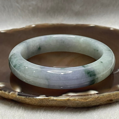 Type A High Quality Semi Icy Faint Green & Lavender Piao Hua Jade Jadeite Bangle - 71.94g Inner Diameter 56.6mm Thickness 13.5 by 9.4mm - Huangs Jadeite and Jewelry Pte Ltd