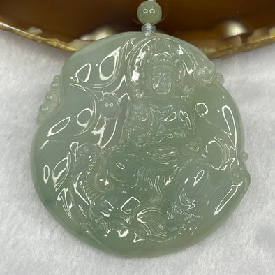 Grand Master Certified Type A Semi Icy Green Guan Yin Pendant 35.38g 54.7 by 52.7 by 6.2 mm - Huangs Jadeite and Jewelry Pte Ltd
