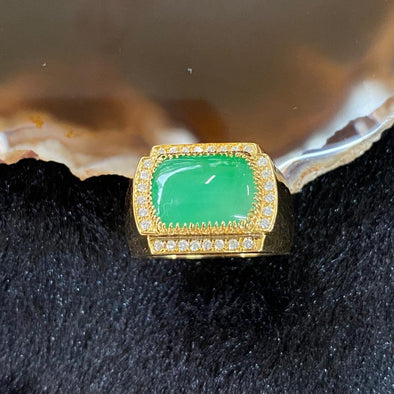 18k yellow gold Type A Burmese Jade jadeite ring US Size 9 HK Size 20 - Huangs Jadeite and Jewelry Pte Ltd