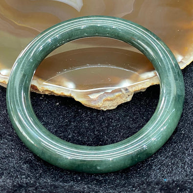 Type A Burmese Oily Green Jade Jadeite Bangle - 59.68g inner diameter 57.2mm thickness 10.2mm - Huangs Jadeite and Jewelry Pte Ltd